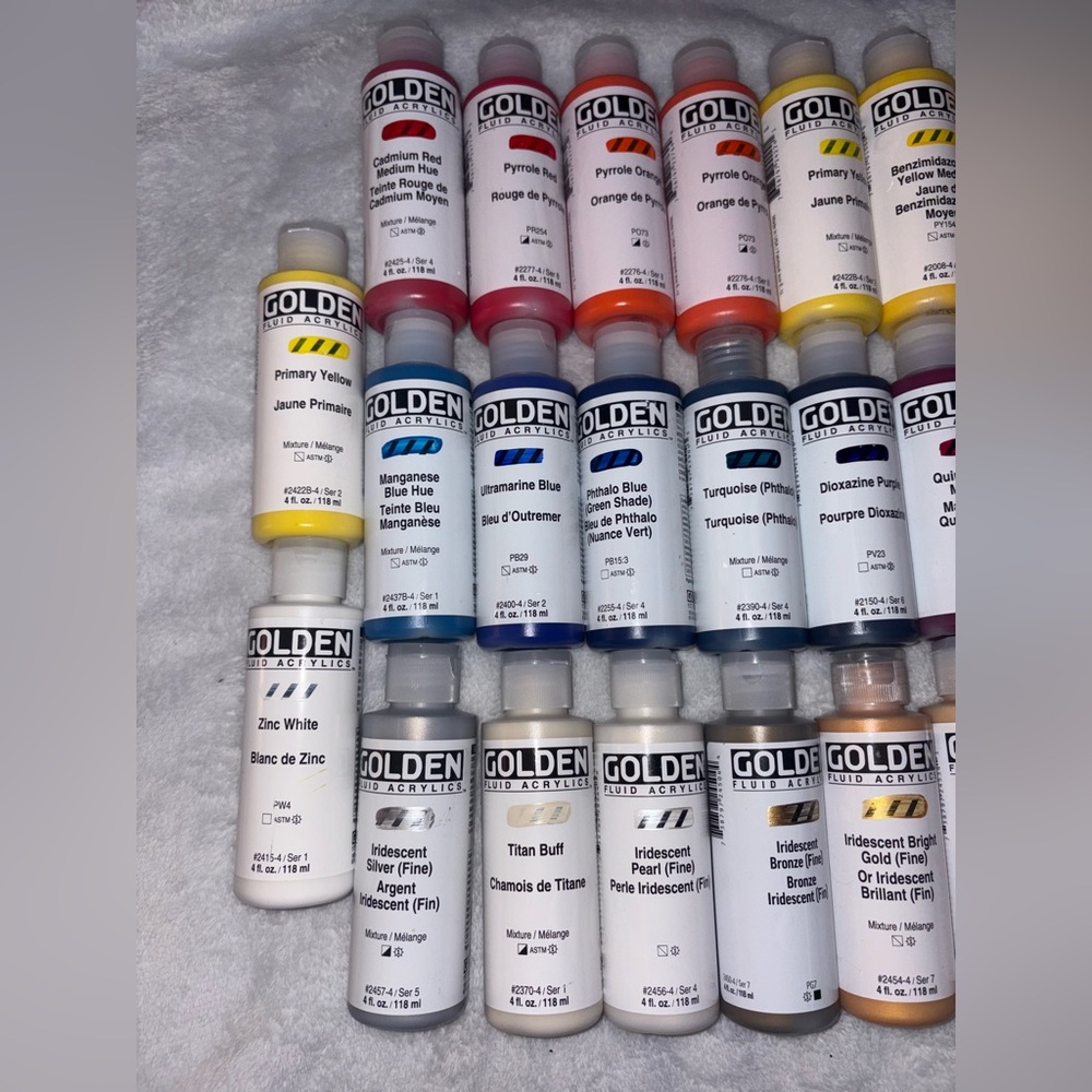 Liquitex 32 sealed Golden Fluid Acrylics 4oz Lot - Picture 2 of 4